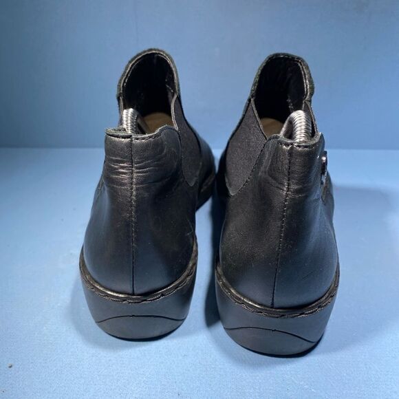 Remonte Rieker Wedge Ankle Boot Black Leather Round Toe Fleece Lined Women’s 8 - Picture 5 of 7